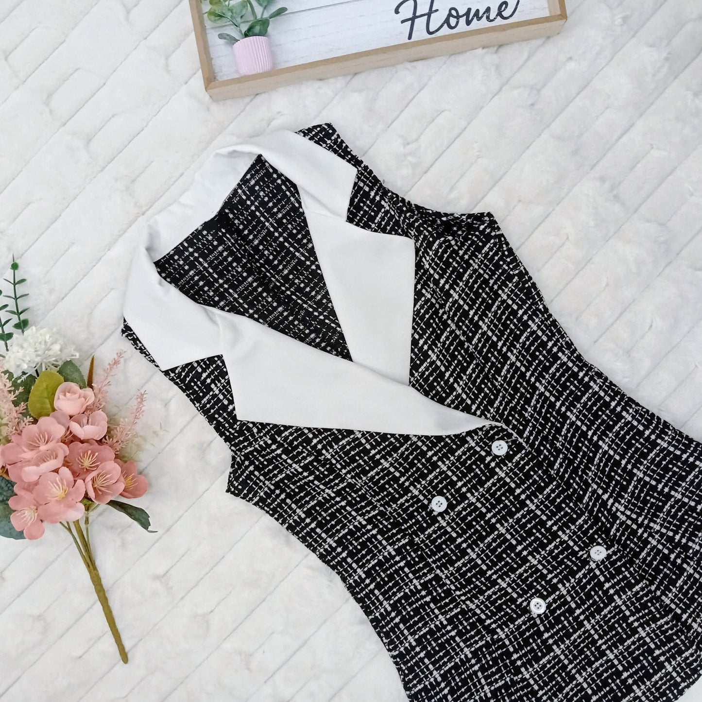 Sleveless Collared Tweed Top and Short