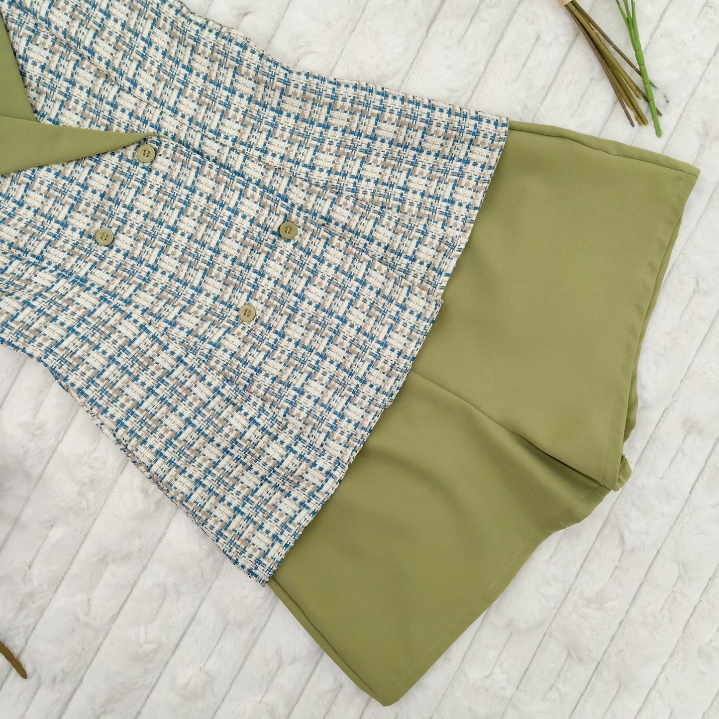 Sleveless Collared Tweed Top and Short