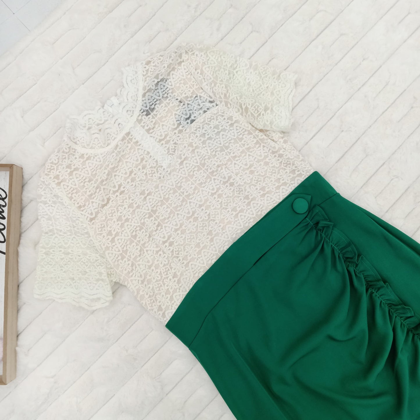 Lace Mock-Neck Ruched with High Slit Midi Dress
