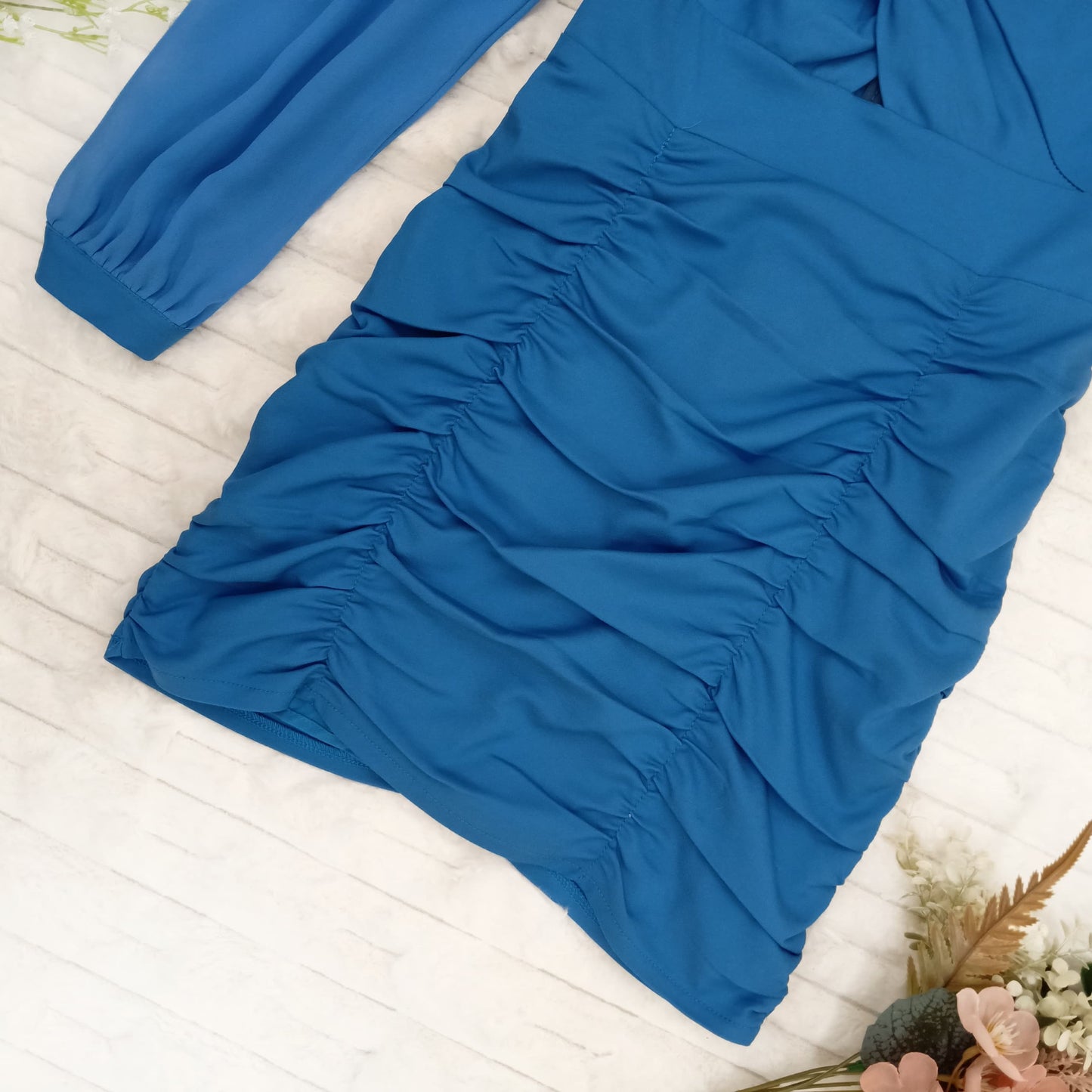 One Shoulder Cutout Ruched Mini Dress