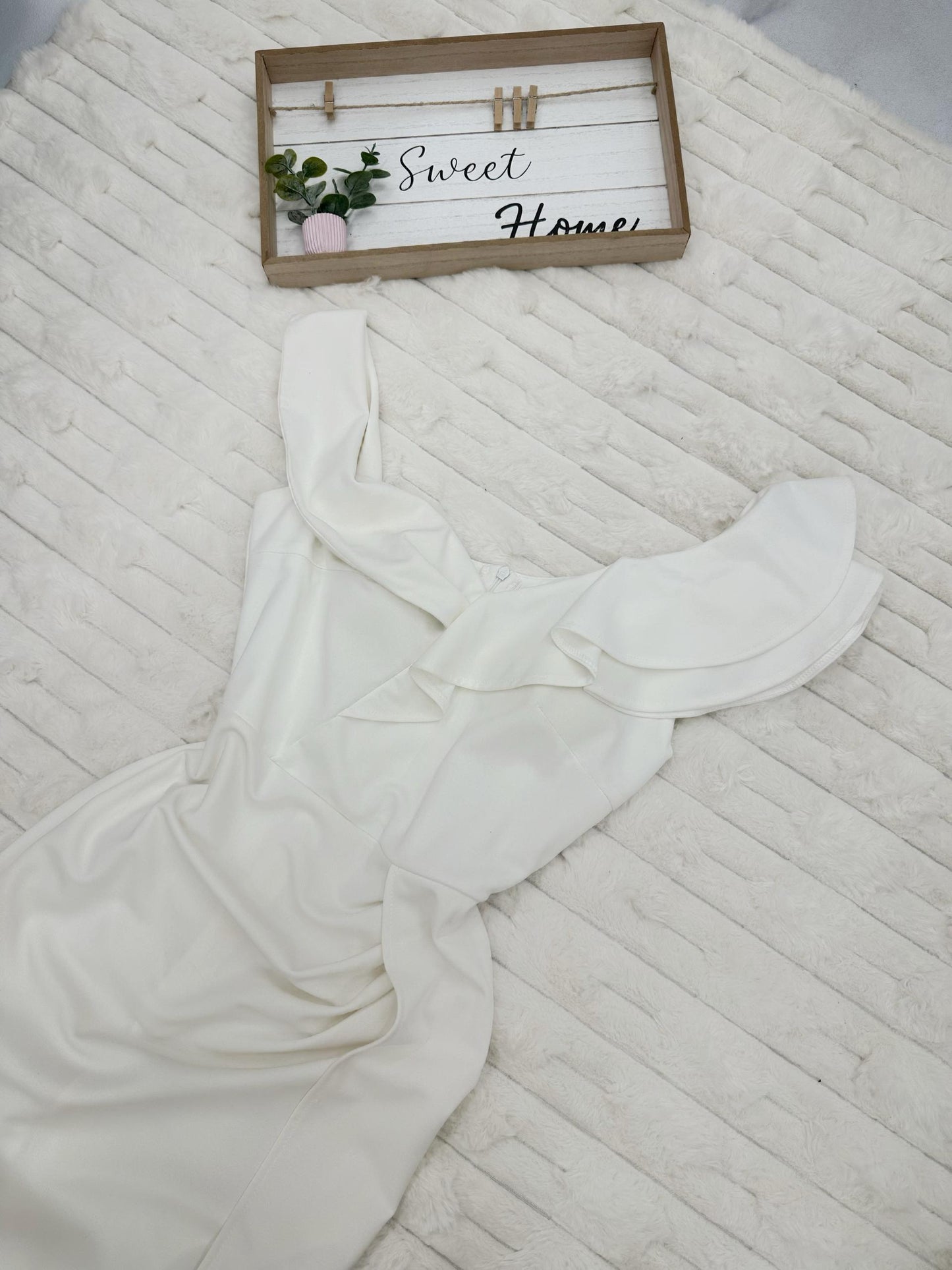 Ruffle One-Shoulder with High Slit Maxi Dress