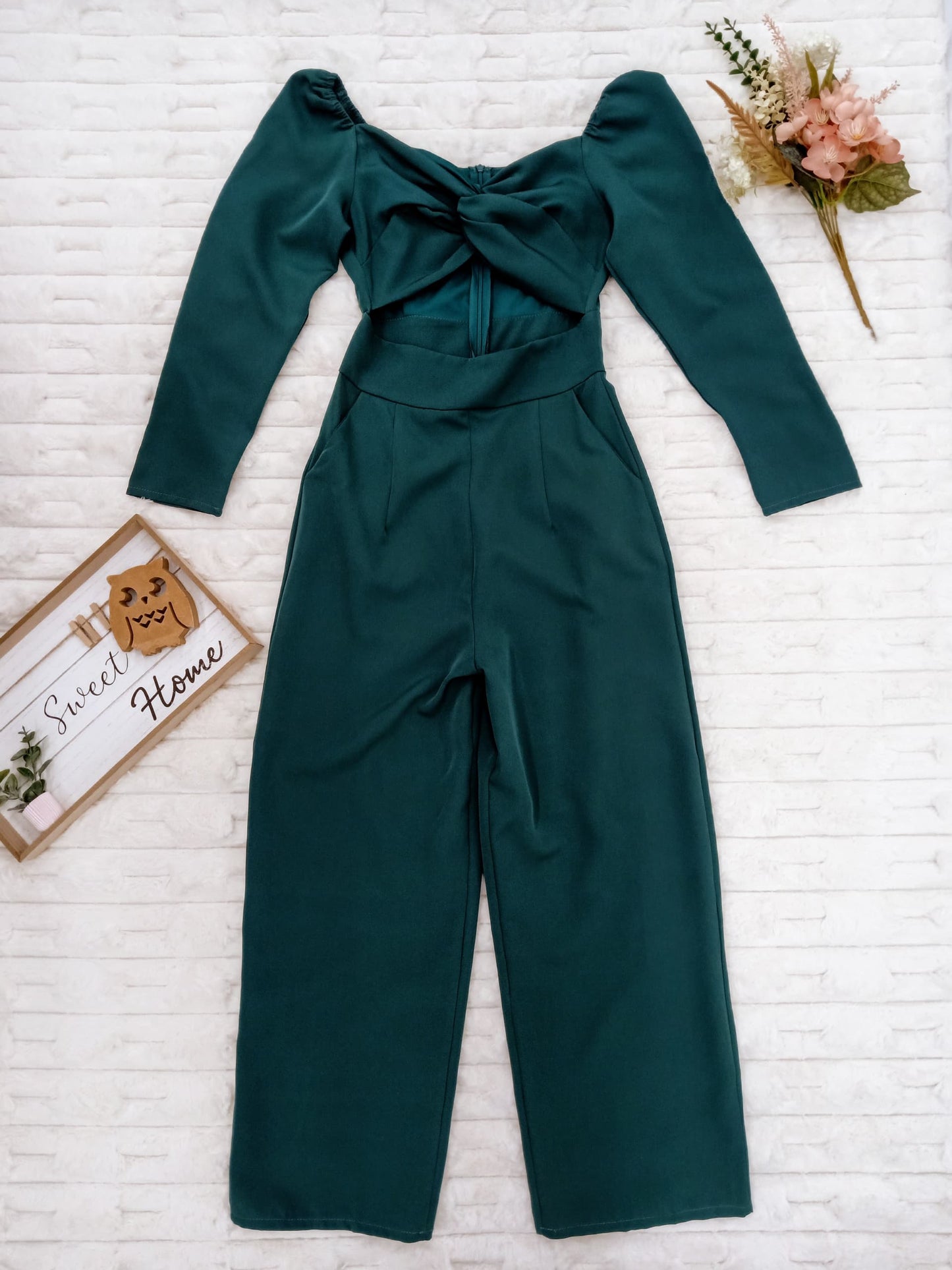 Twisted Front Cut-Out Jumpsuit with Pockets