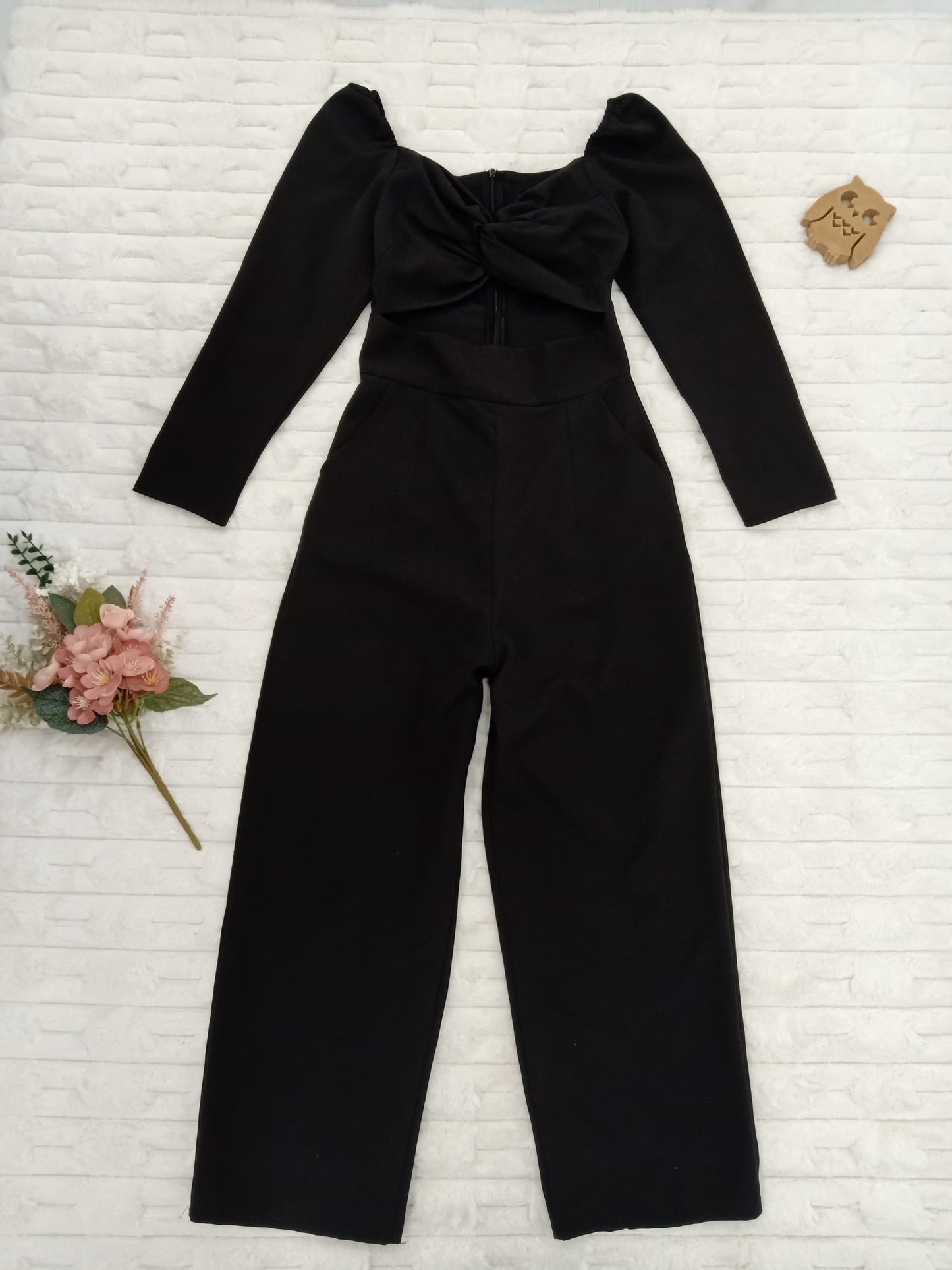 Twisted Front Cut-Out Jumpsuit with Pockets