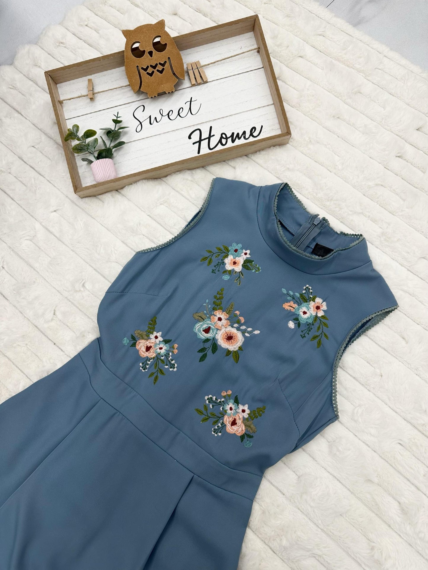 Sleeveless Embroidered High Low Maxi Dress