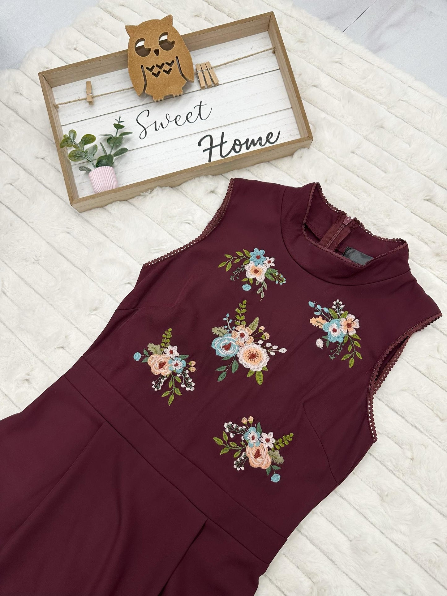 Sleeveless Embroidered High Low Maxi Dress