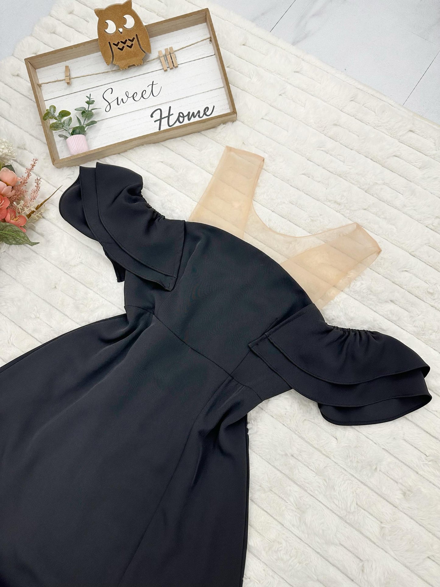 Illusion Cold-Shoulder Maxi Dress