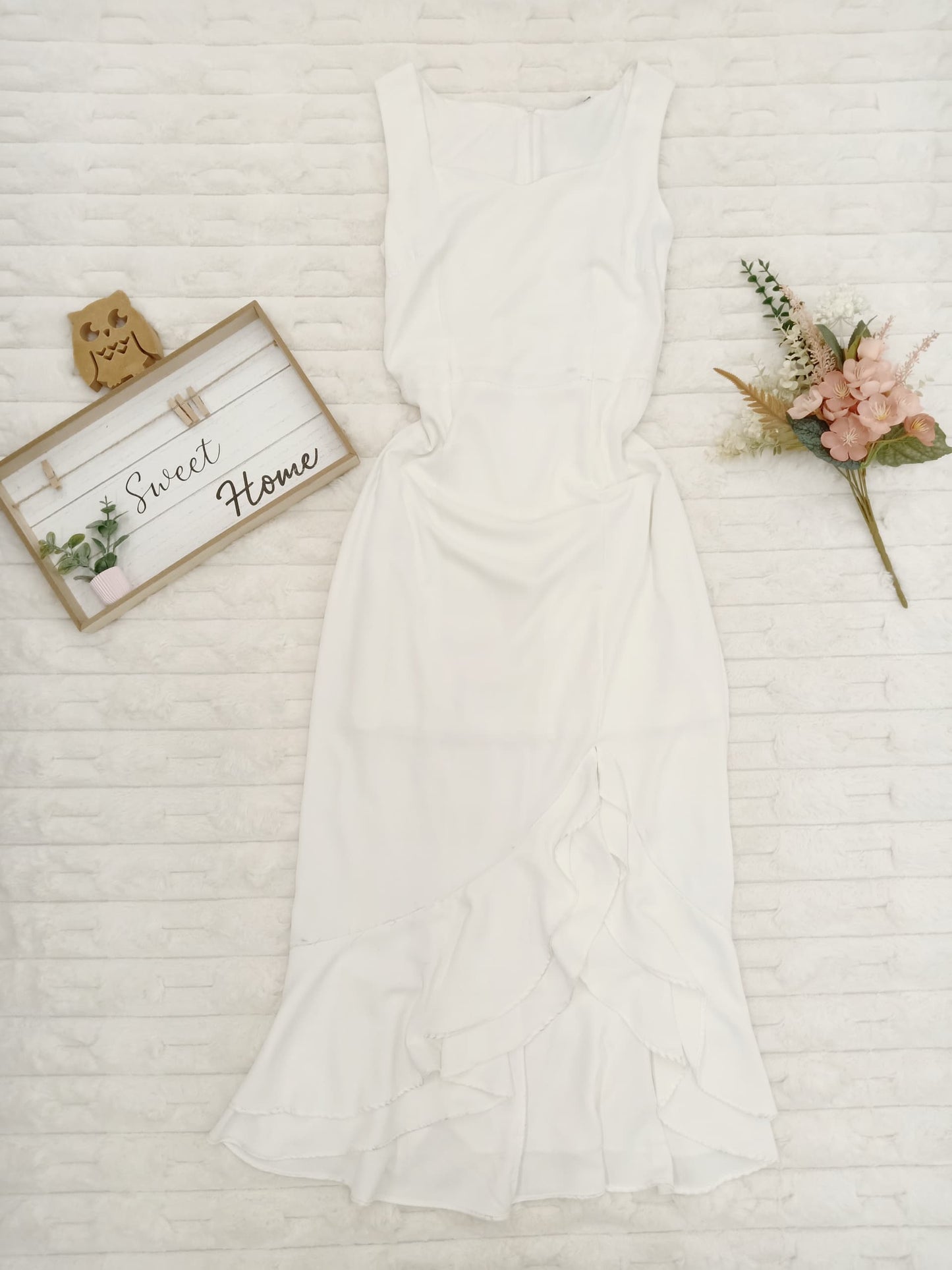 Sleeveless Ruffle-Trim Maxi Dress