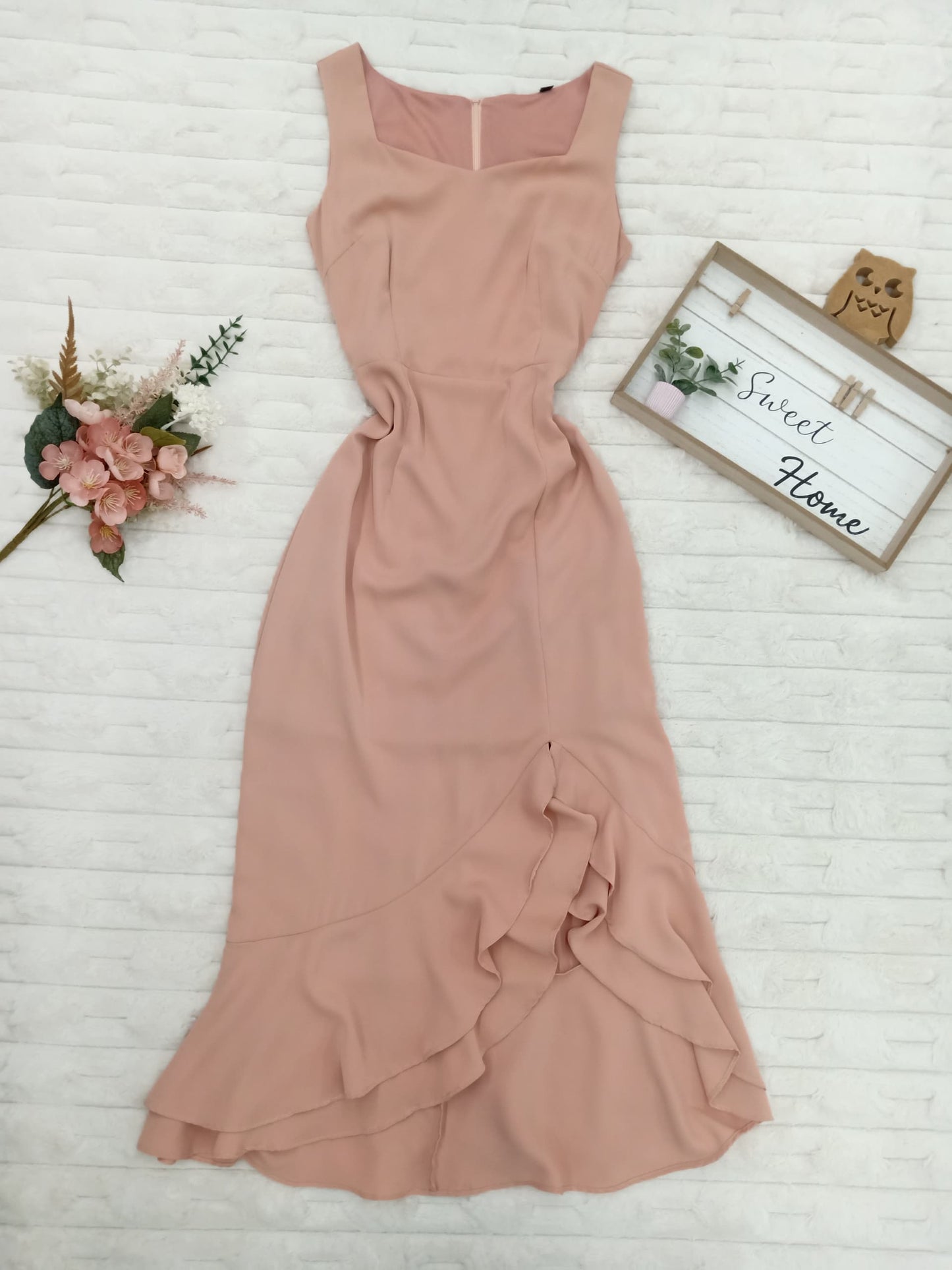 Sleeveless Ruffle-Trim Maxi Dress