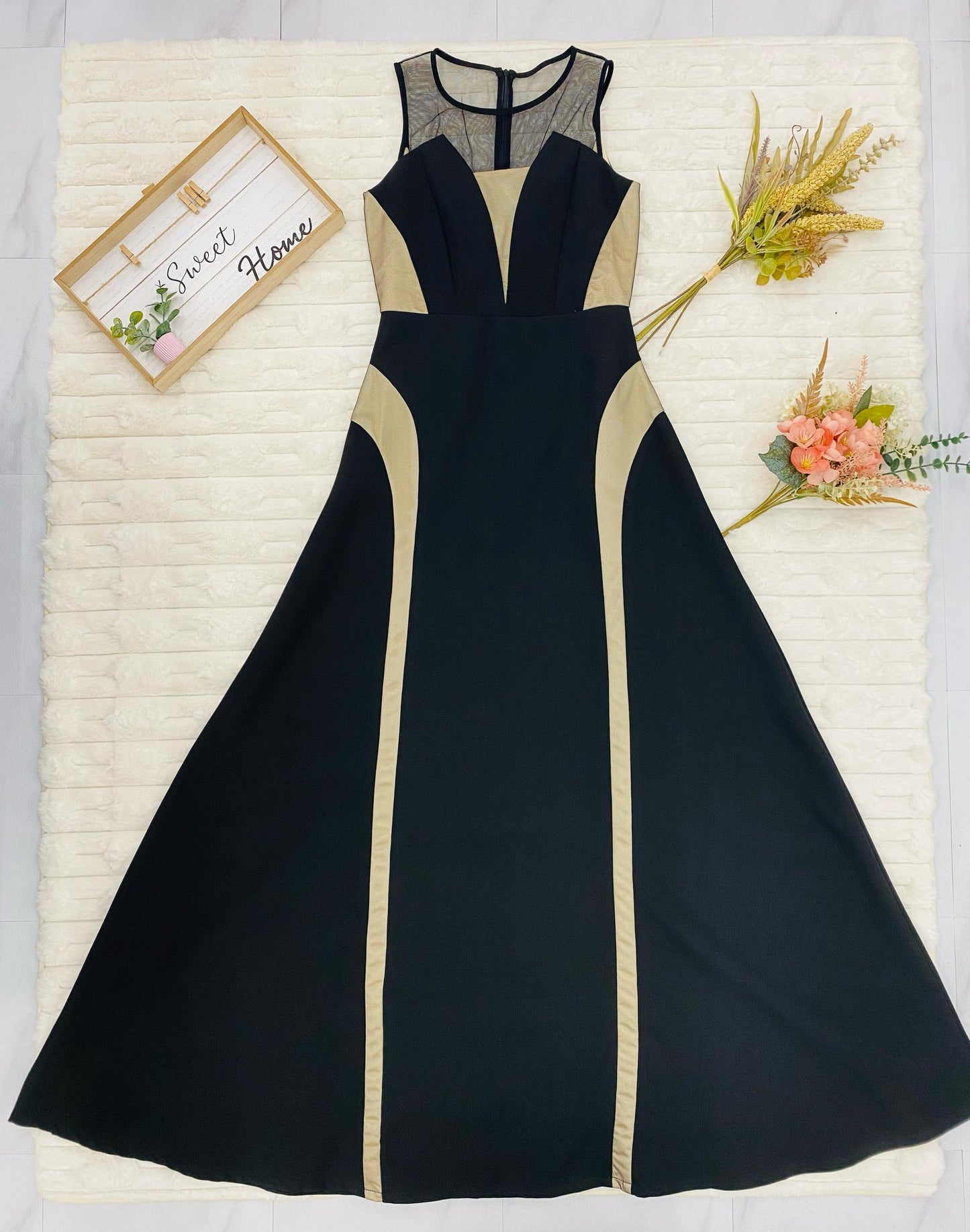 Sleeveless Mesh Gown