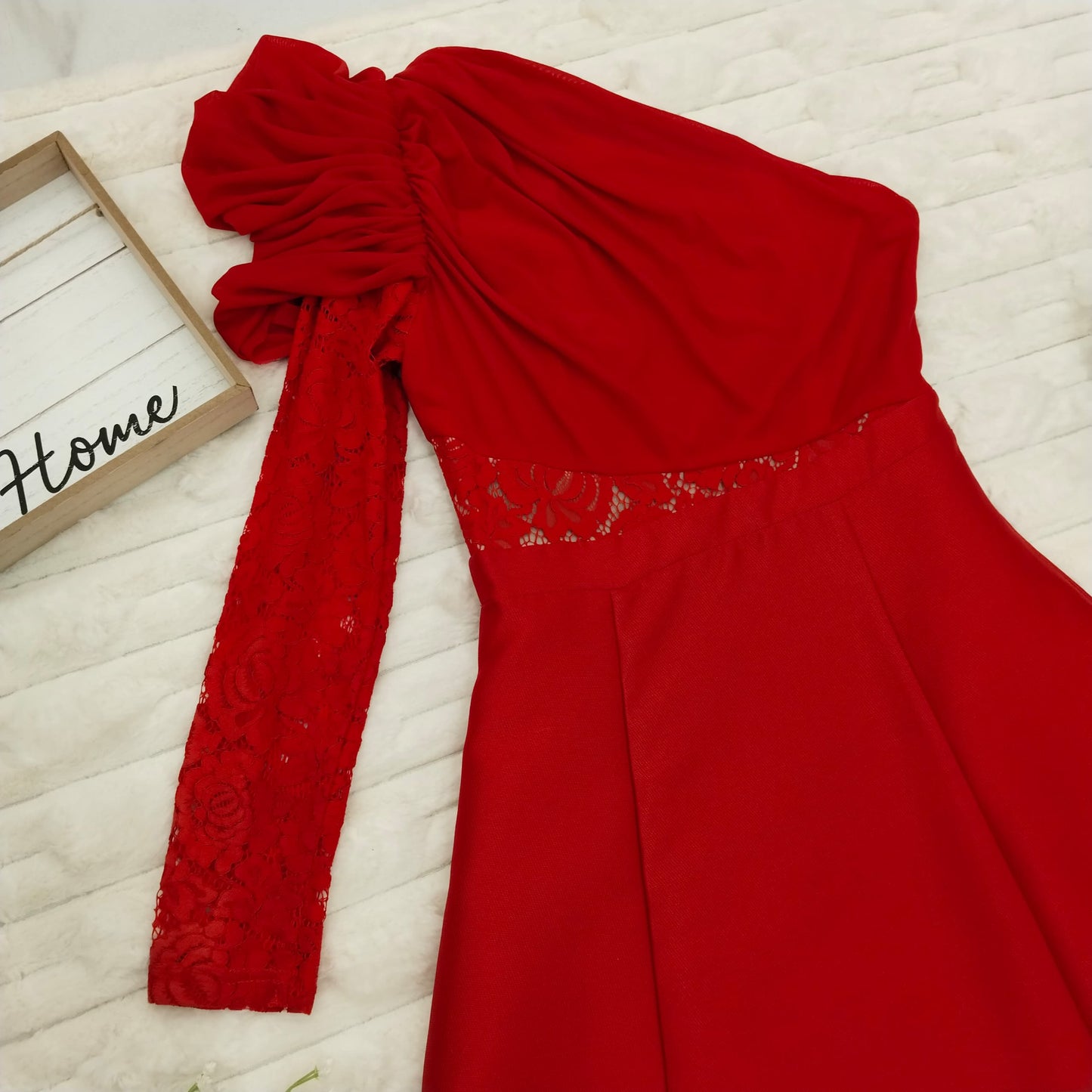 One Shoulder Lace Gown