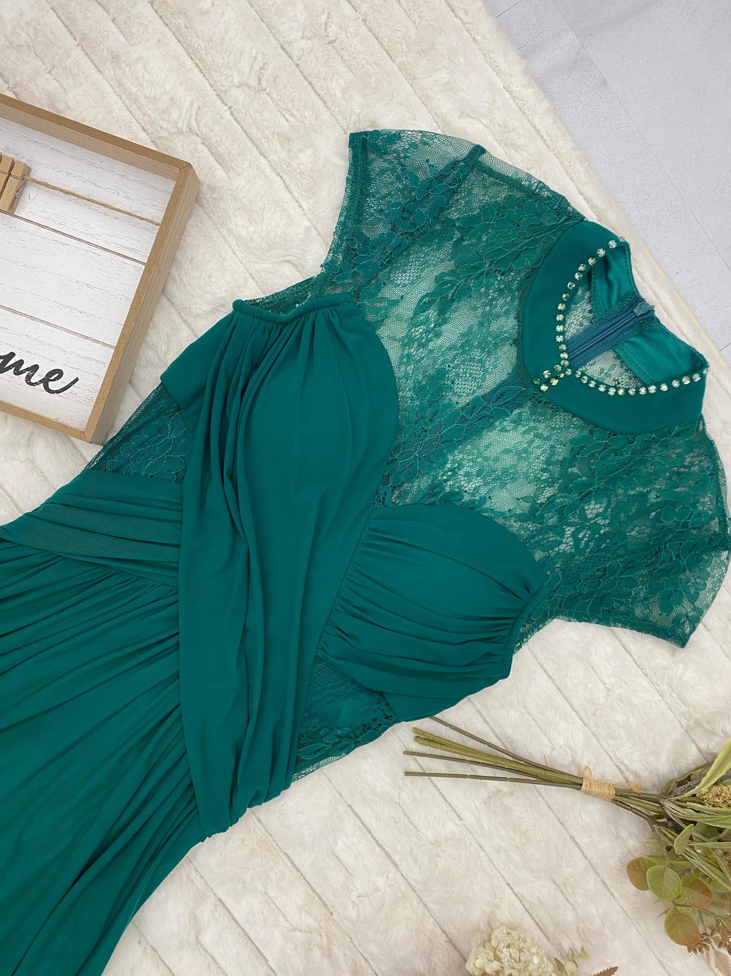 Mandarin-Collar Embellished Gown