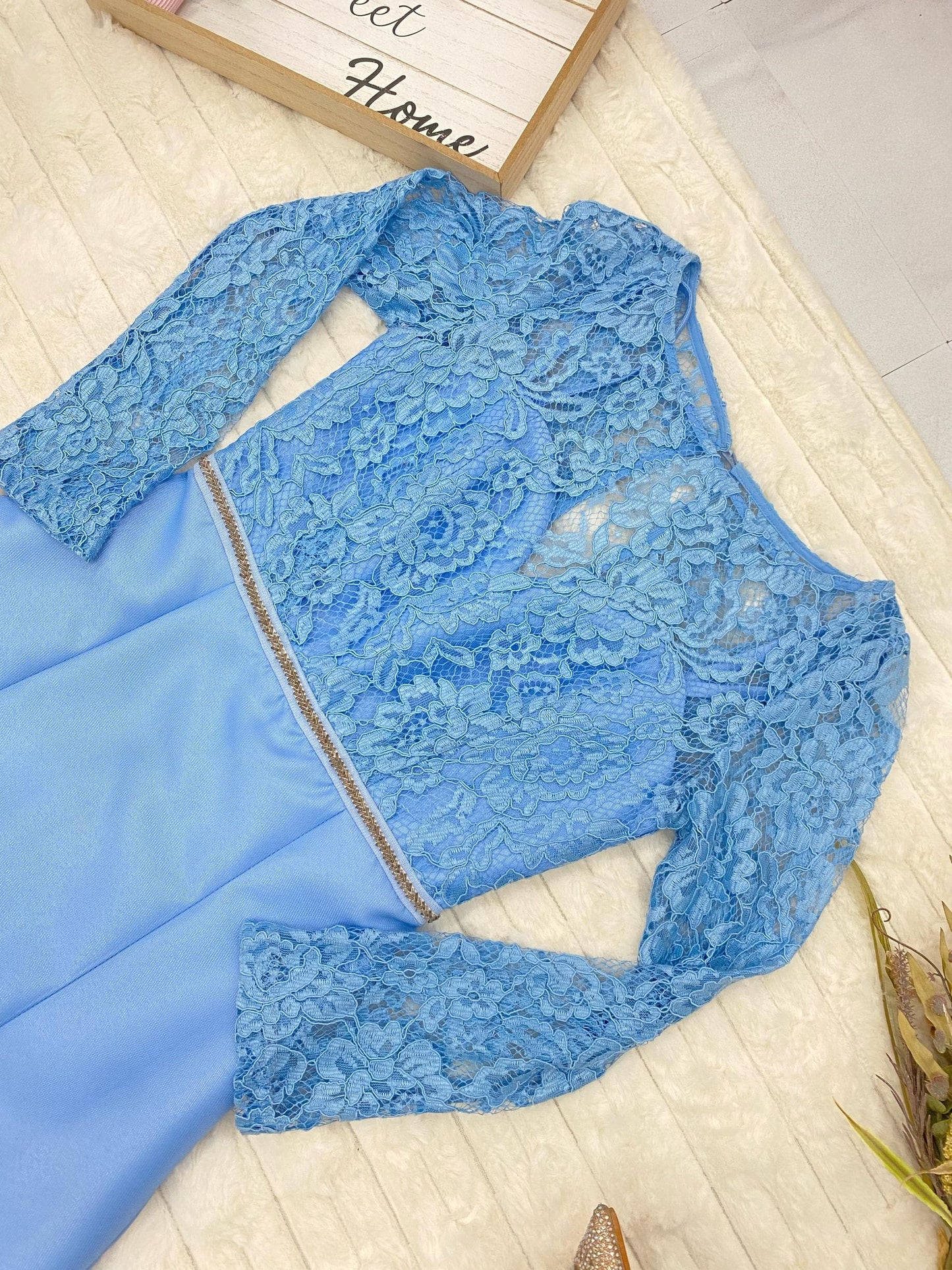 Long-Sleeve Lace Gown