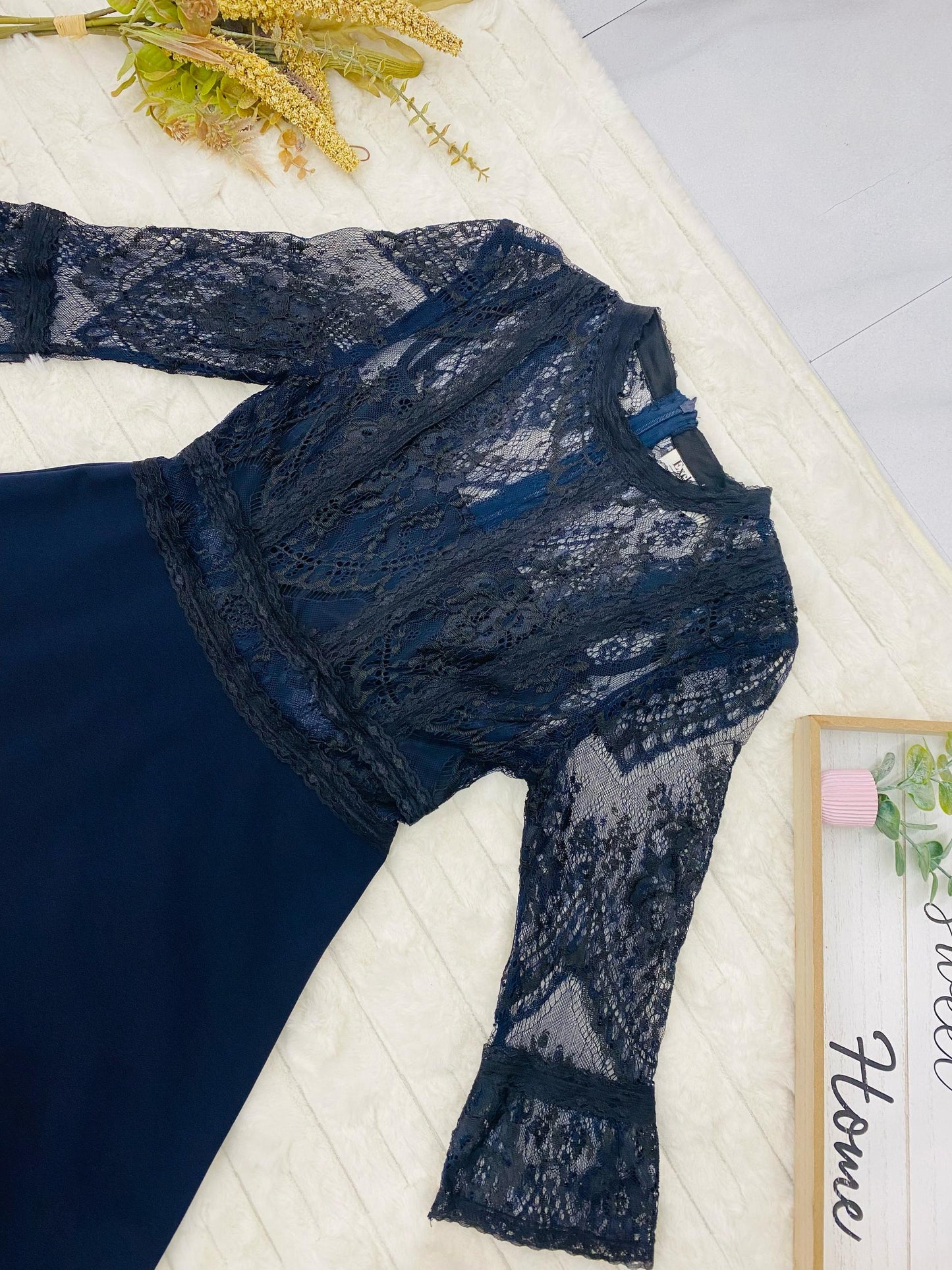 Floral Lace Trim Maxi Dress