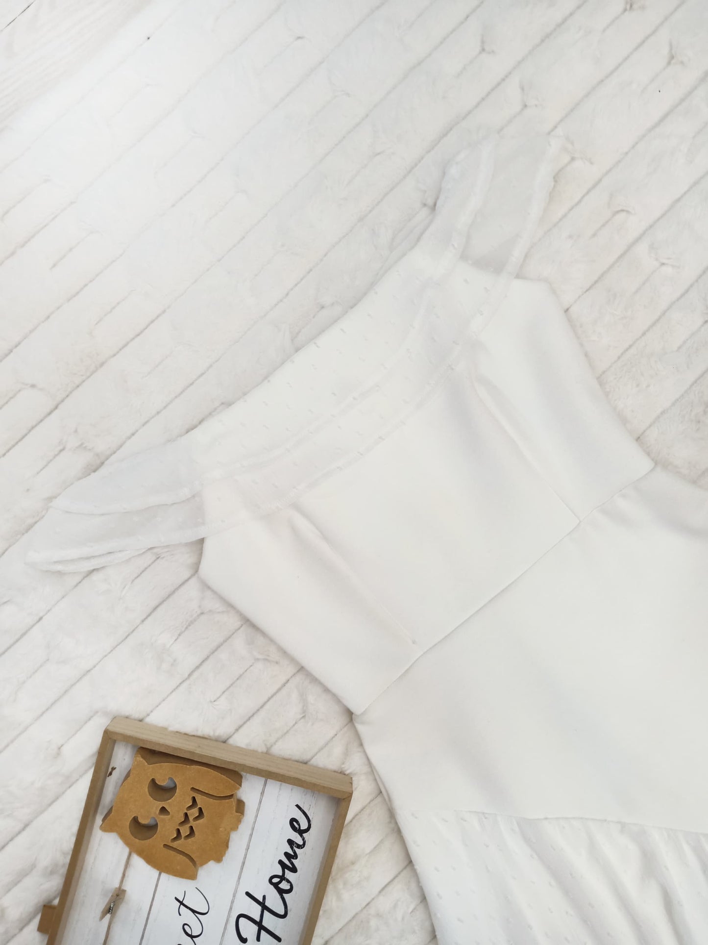 Off-Shoulder with Eyelet Sheer Midi Dress