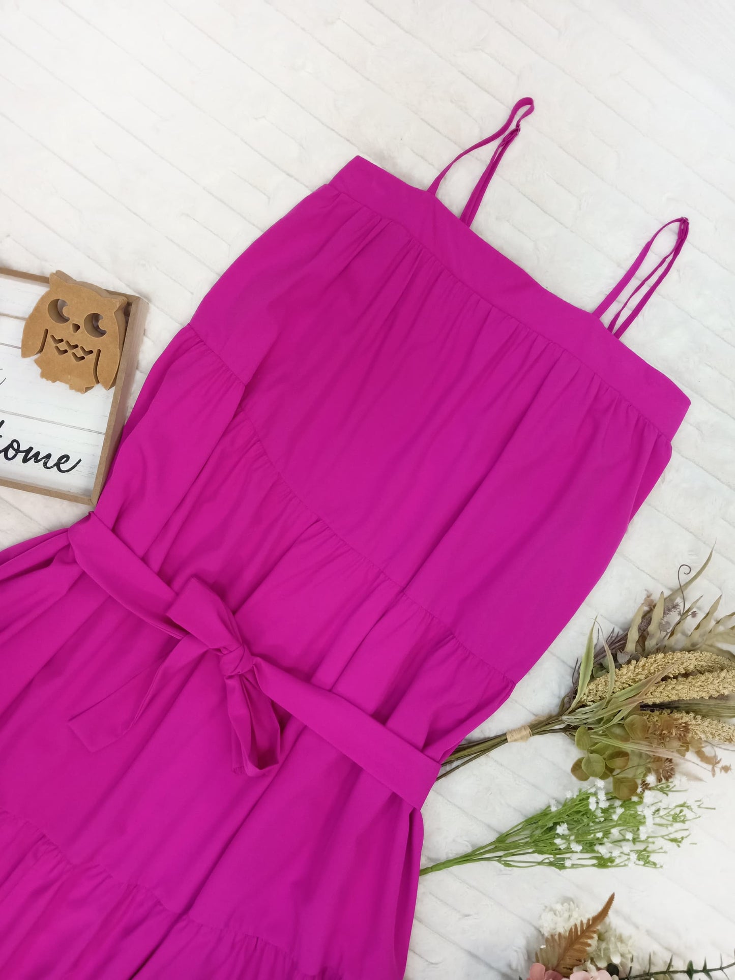 Spaghetti-Strap Tiered Flare Maxi Dress