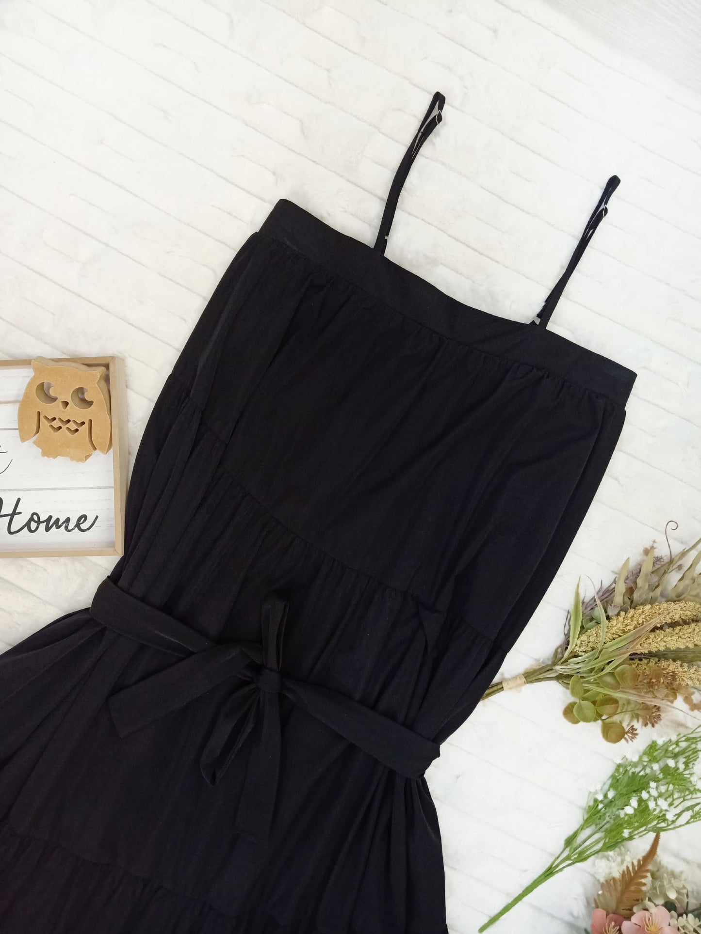 Spaghetti-Strap Tiered Flare Maxi Dress