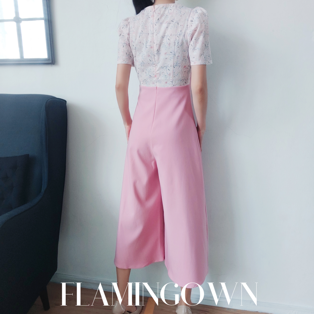 Square Neck Floral  Printed Jumpsuit