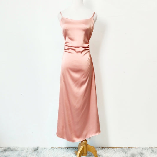 Spaghetti-Straps with Cutout Side Waist Midi Dress