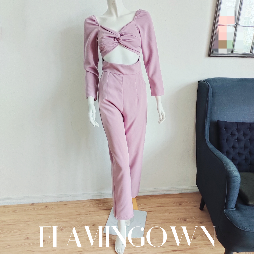 Twisted Front Cut-Out Jumpsuit with Pockets