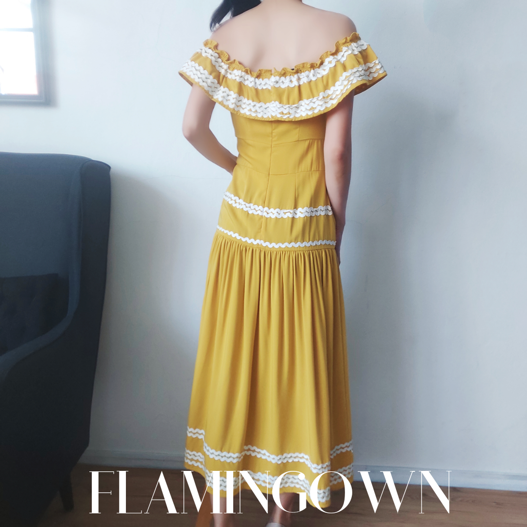 Off-Shoulder Embroidered Maxi Dress