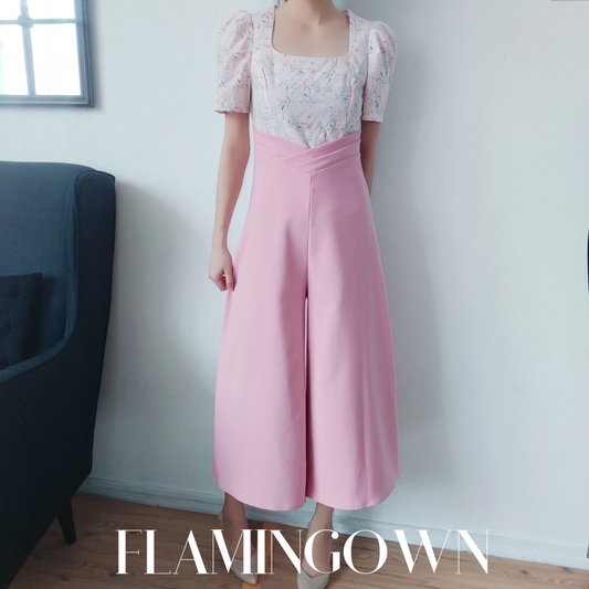 Square Neck Floral  Printed Jumpsuit