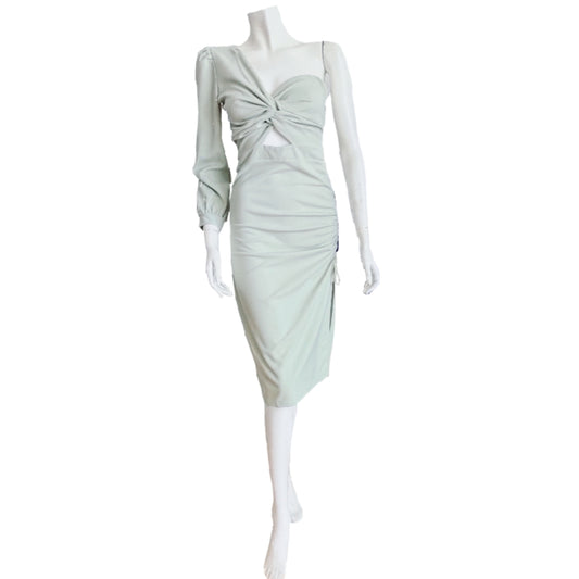 One Shoulder Cutout Ruched Midi Dress