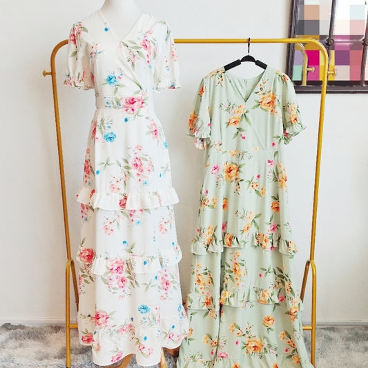 Floral-Print Tiered Maxi Dress
