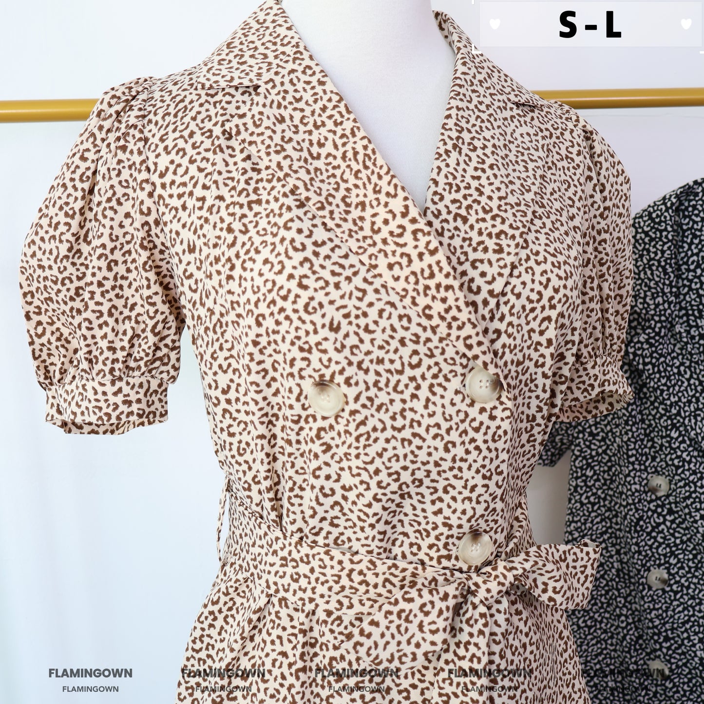 Double Breasted Leopard-Print Dress with Pockets