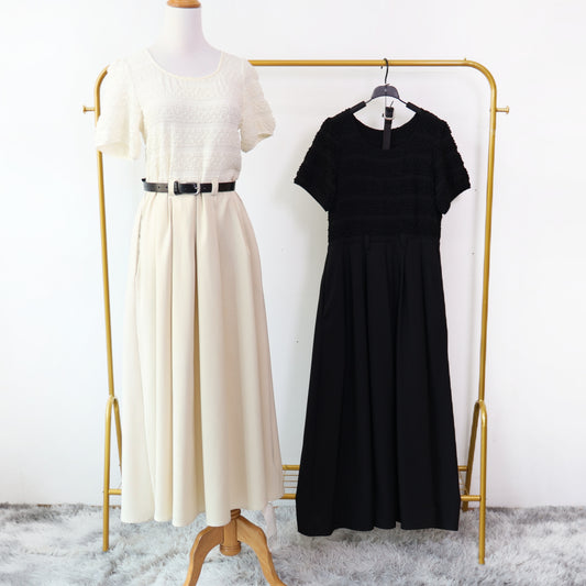 Roundneck Belted Midi Dress