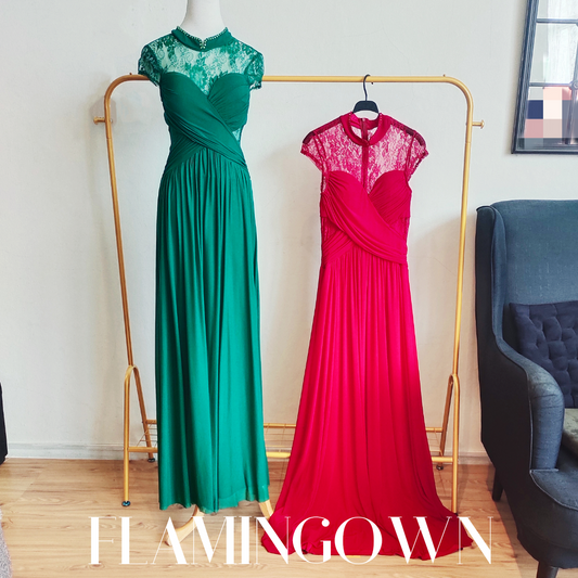 Mandarin-Collar Embellished Gown