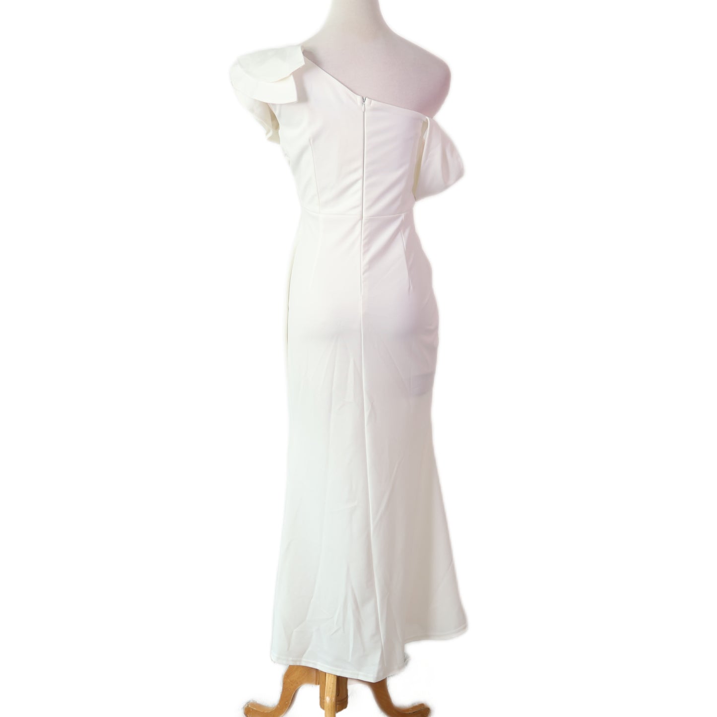 Ruffle One-Shoulder with High Slit Maxi Dress