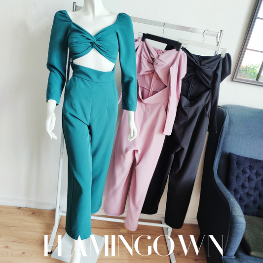 Twisted Front Cut-Out Jumpsuit with Pockets