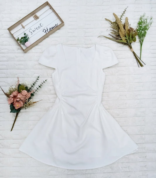Square Neck Cap Sleeves Mini Dress