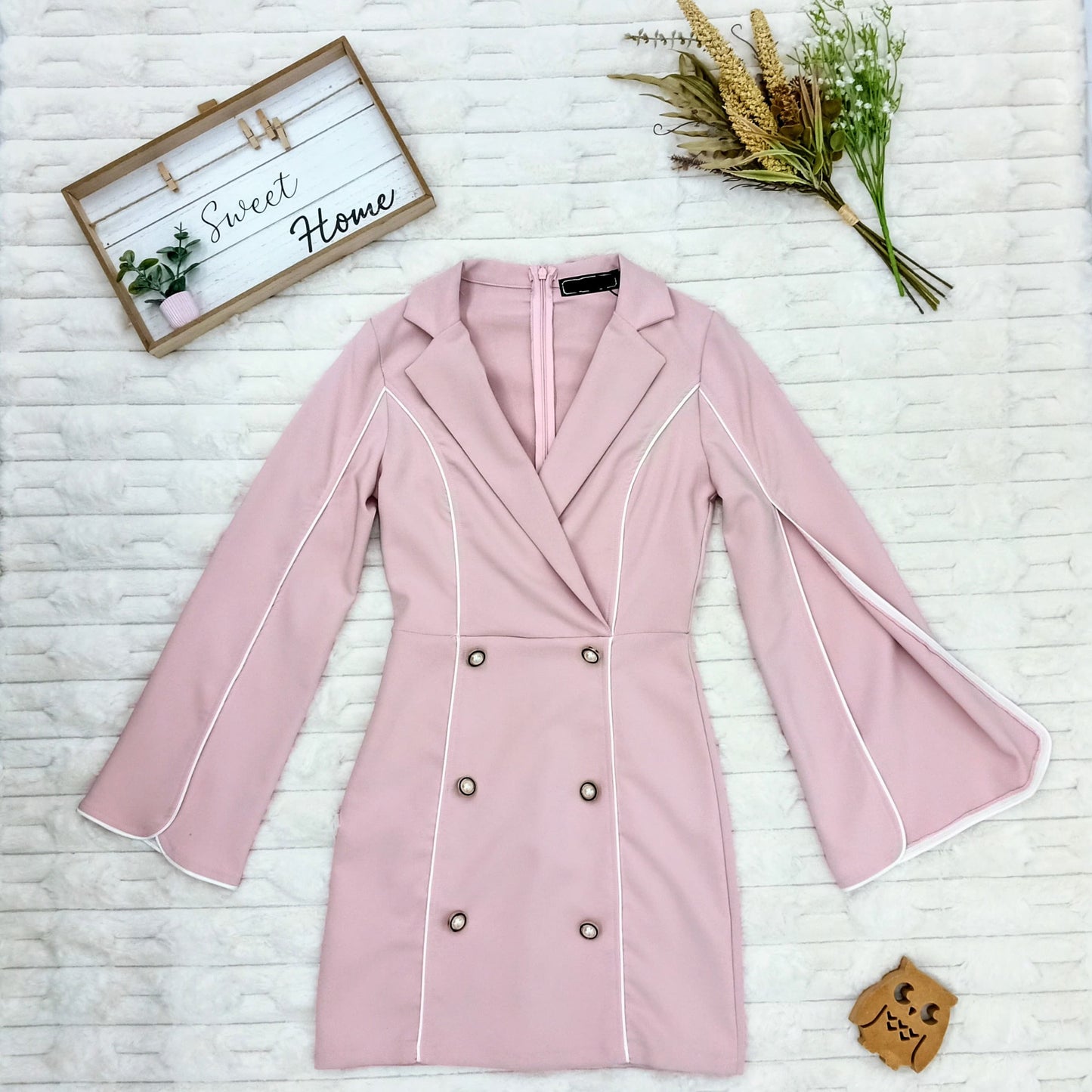 Double Breasted Slit-Sleeve Dress