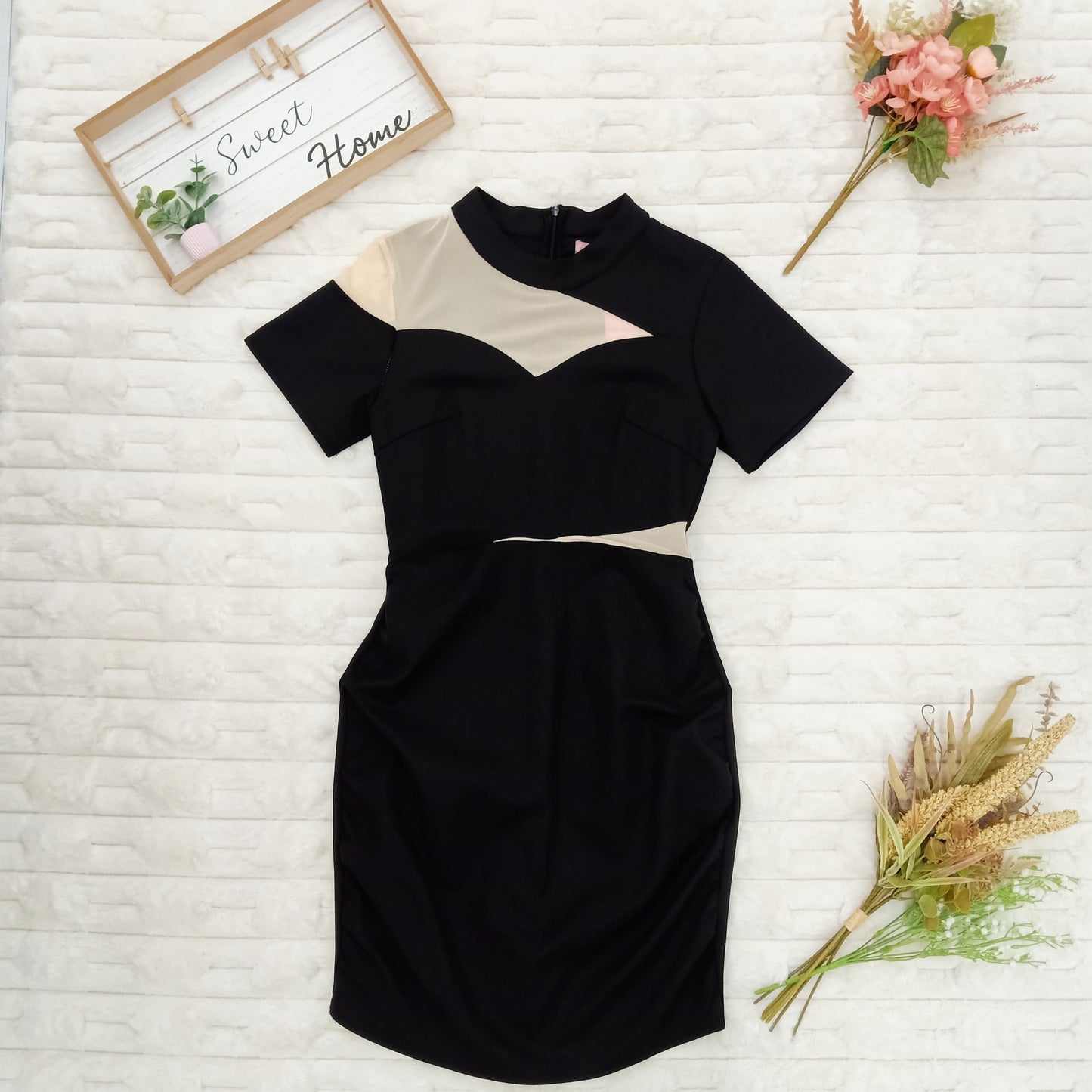 Illusion Cutout Bodycon Midi Dress