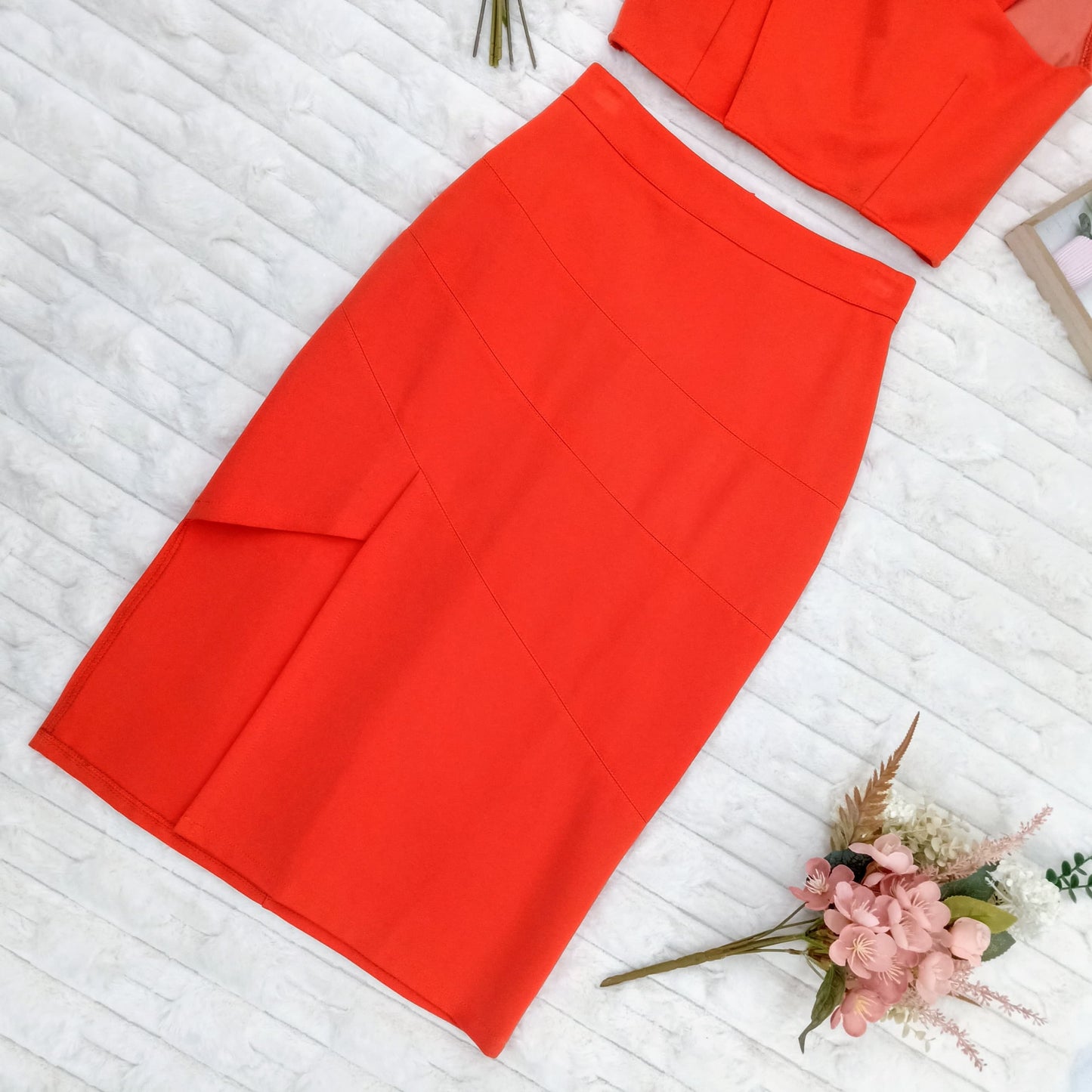 Set Sleeveless Criss Cross Top and Midi Skirt with Slit