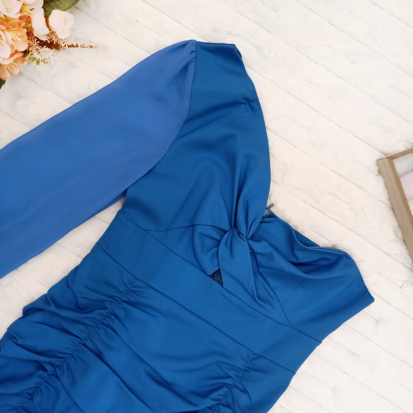 One Shoulder Cutout Ruched Mini Dress