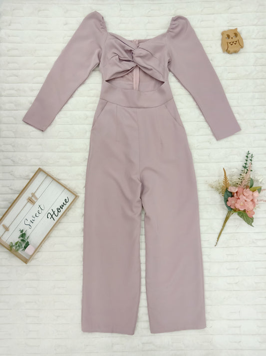 Twisted Front Cut-Out Jumpsuit with Pockets