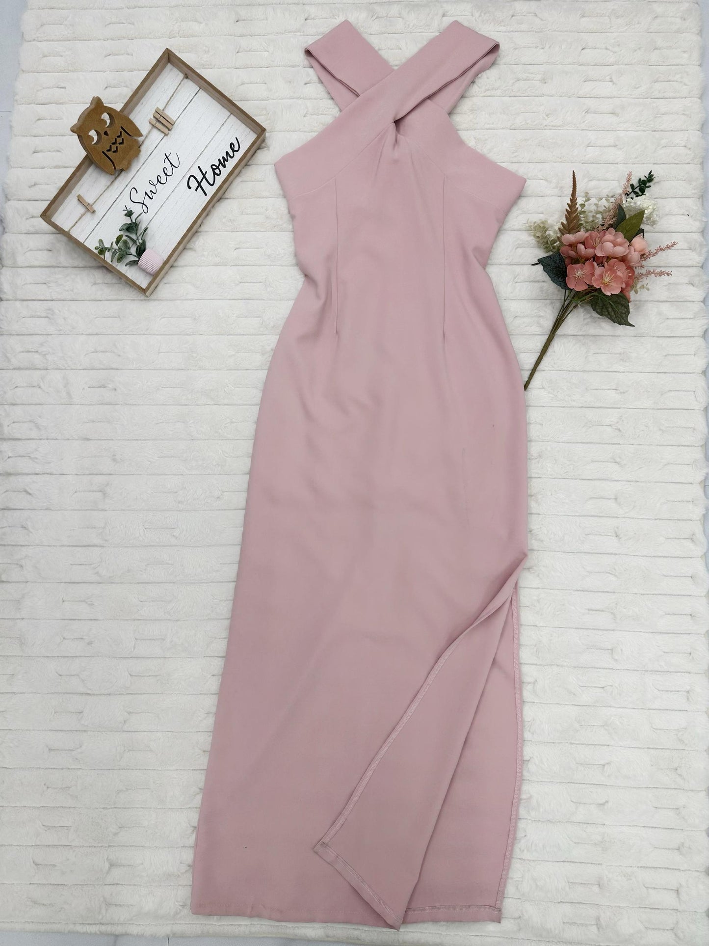 Criss-Cross Halter Neck Gown