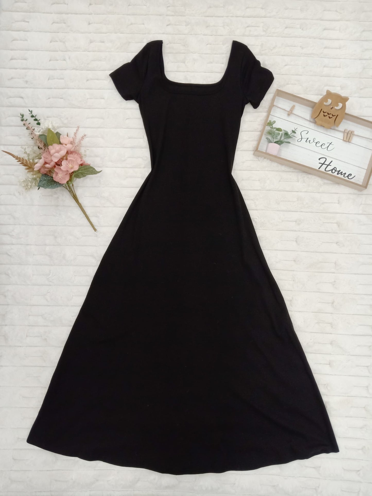 Square-Neck Elegant Long Dress