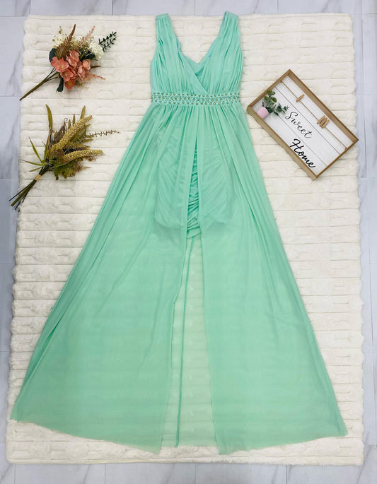 SIeeveless Overlay Gown