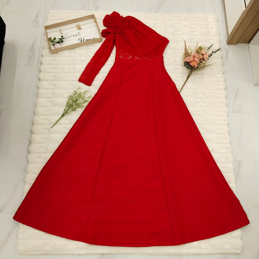 One Shoulder Lace Gown