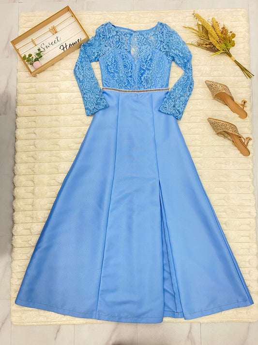 Long-Sleeve Lace Gown
