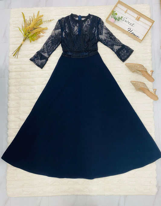 Floral Lace Trim Maxi Dress