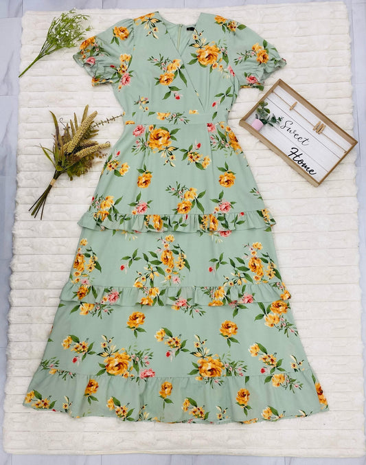 Floral-Print Tiered Maxi Dress