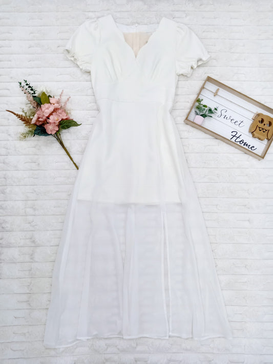 Scallop-Neck Overlay Dress
