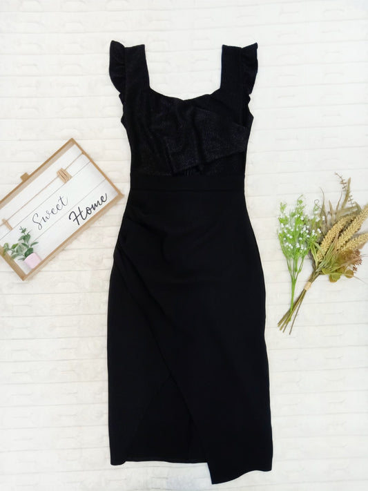 Cap-Sleeve Criss Cross Cutout Midi Dress