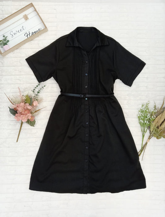 Collared Button Down with Pleated Front Midi Dress