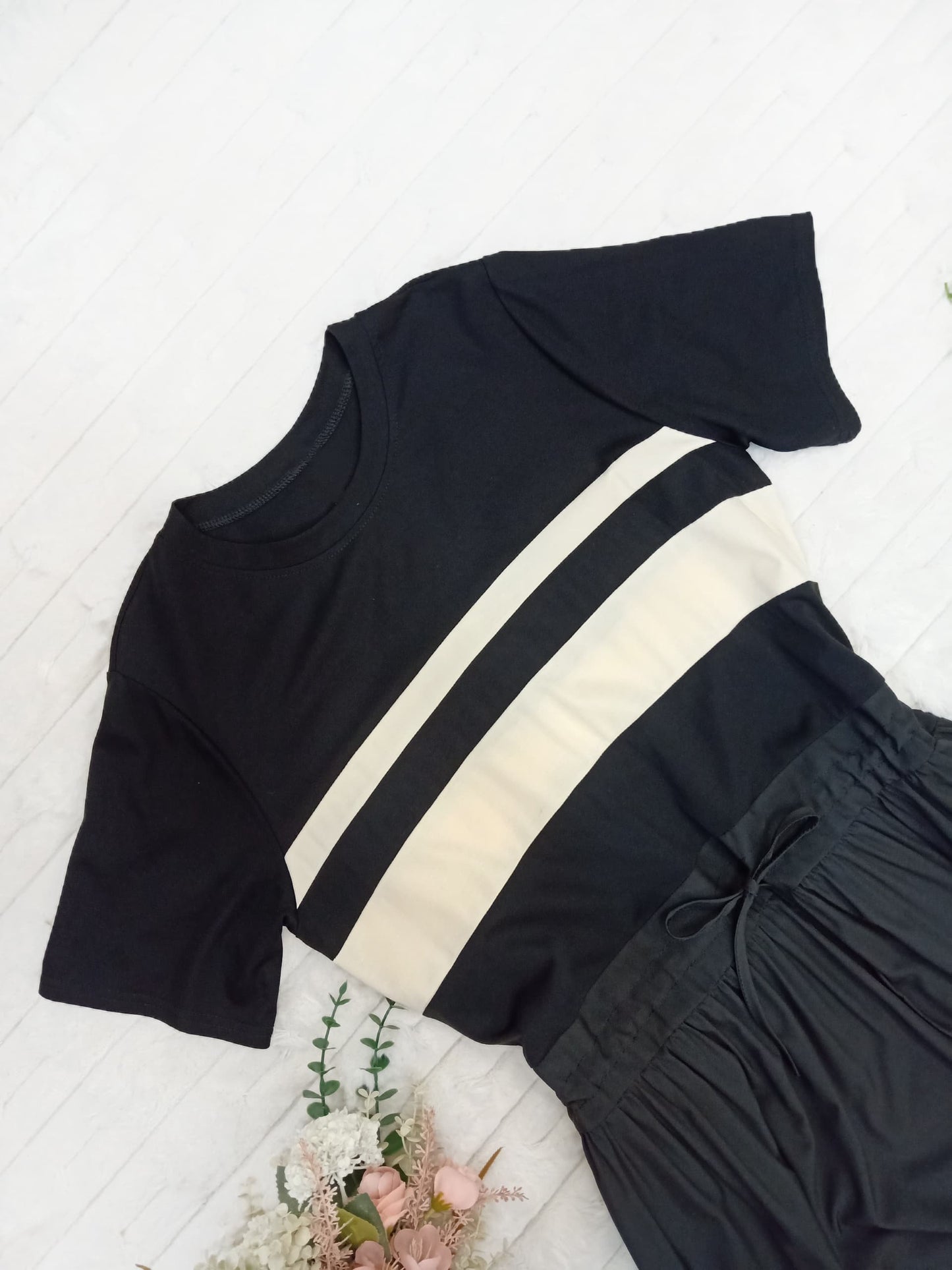 Stripes Drawstring Waist Midi Dress