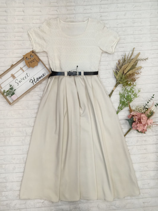 Roundneck Belted Midi Dress